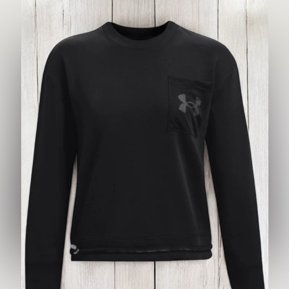 Under Armour UA Sweater Womens Black Crewneck Sweatshirt Pullover Gym SM EUC - Picture 15 of 15